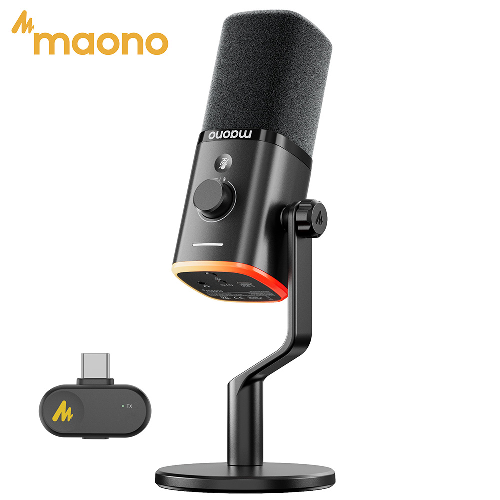 Pc Gaming Live Streaming - مايكروفون ديناميكي لاسلكي MAONO PD100W بمنفذ