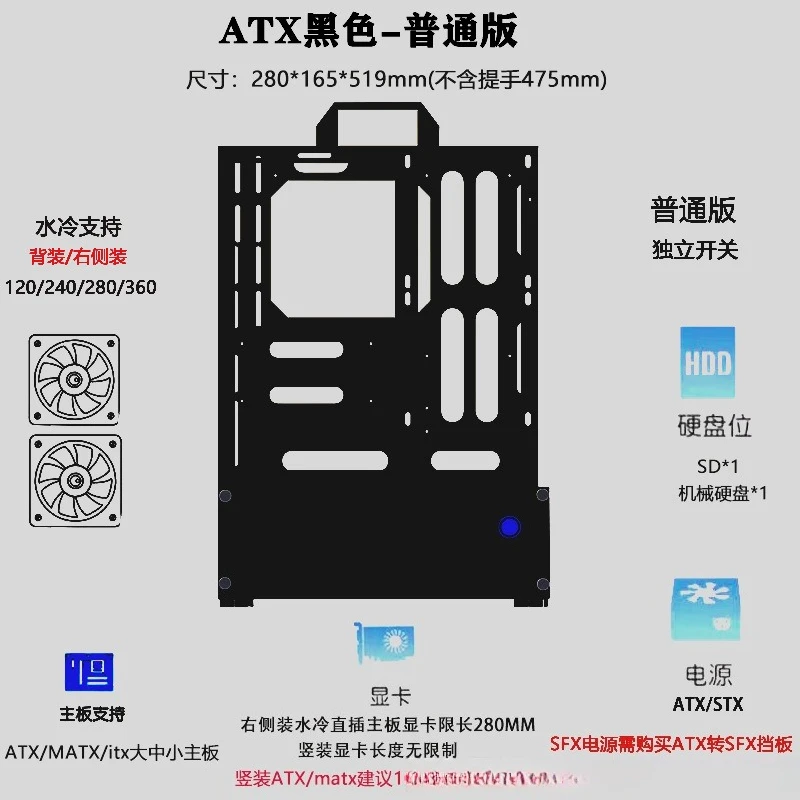 هيكل كمبيوتر مفتوح 240/360 مبر - مراجعة Pc Gaming Case وسعره