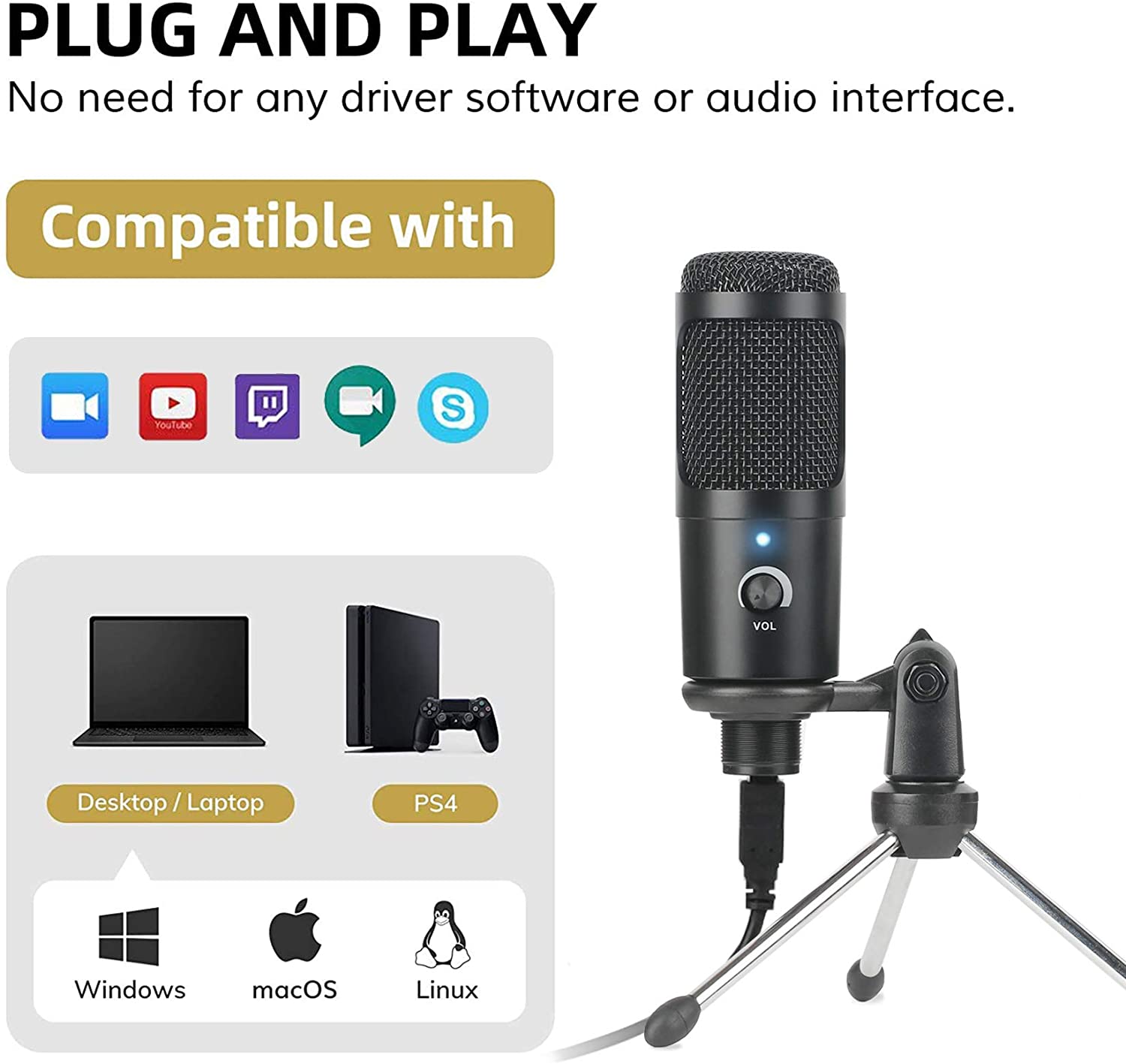 ميكروفون تسجيل بمكثف USB مع حا - مراجعة Pc Gaming Live Streaming وسعره